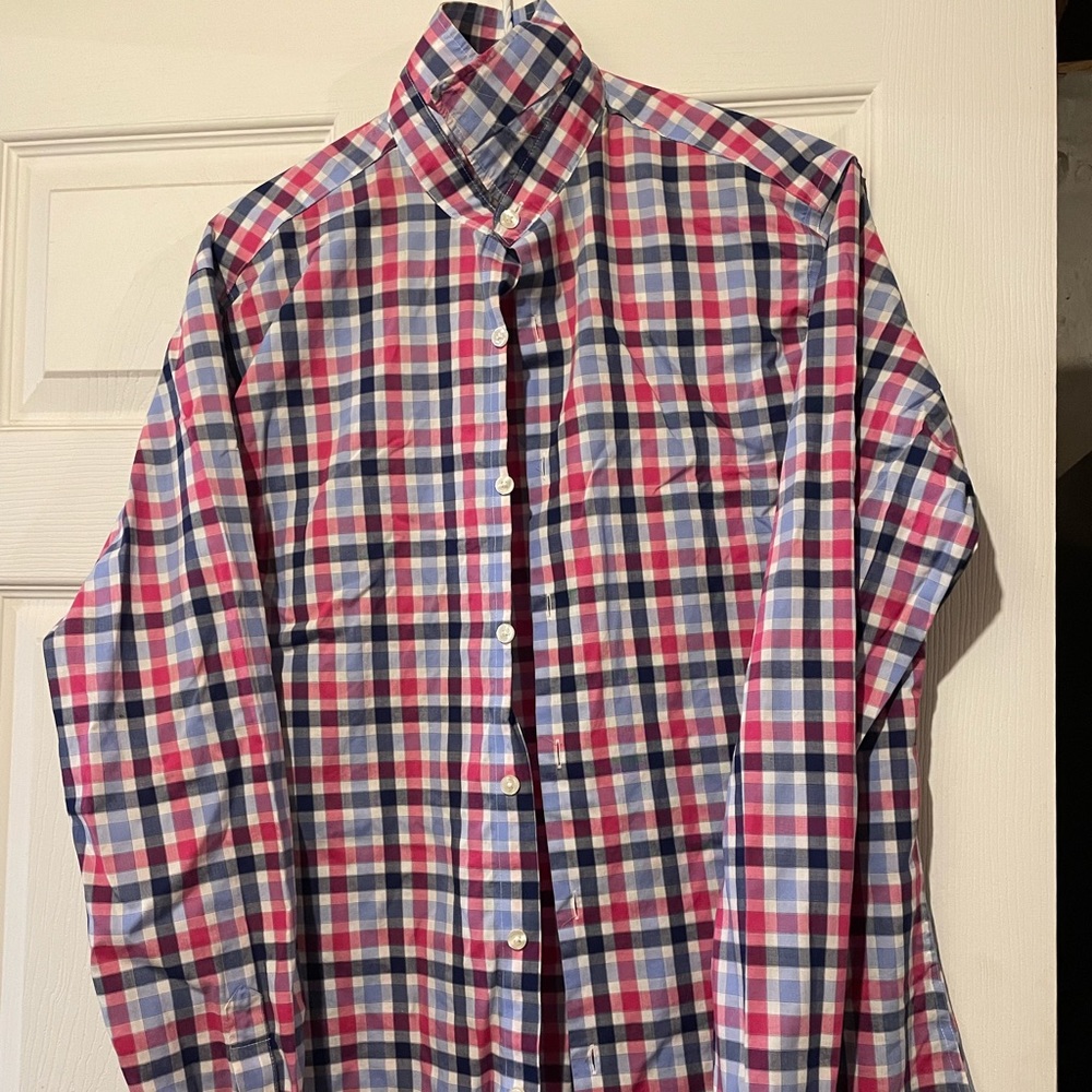 Esquire red plaid button down long sleeve shirt